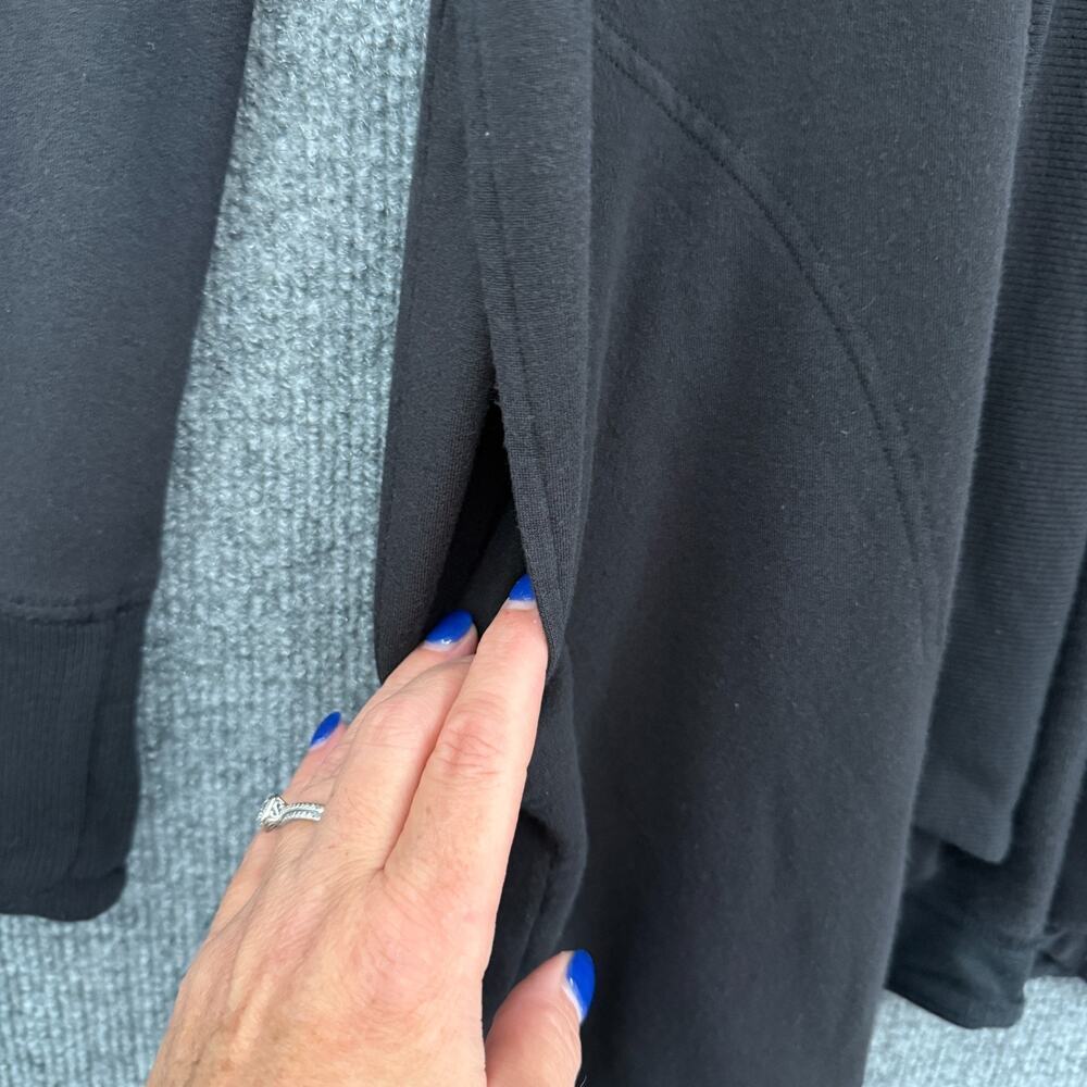 Athleta Open Front Cardigan Womens Small Black Shawl Collar Pockets Cozy Wrap - Picture 10 of 12